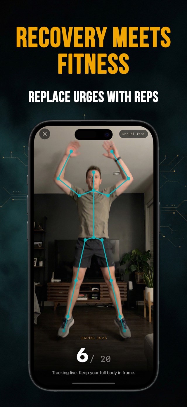 Quit & REBOOT App zählt Hampelmänner per Pose-Tracking auf dem Gerät während eines Drangs